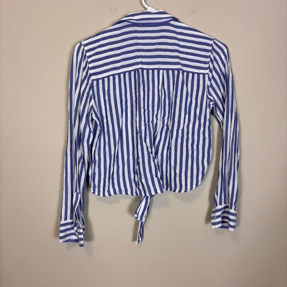 Rails Blue & White Striped Collared Button Front … - image 2